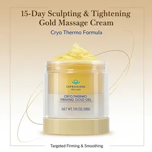 15-Day Sculpting & Tightening Gold Massage Cream, Cryo Thermo Formula to Reduce Cellulite, Refreshing Body Contouring Cream for Legs, Belly & Arms, Unisex, 200g