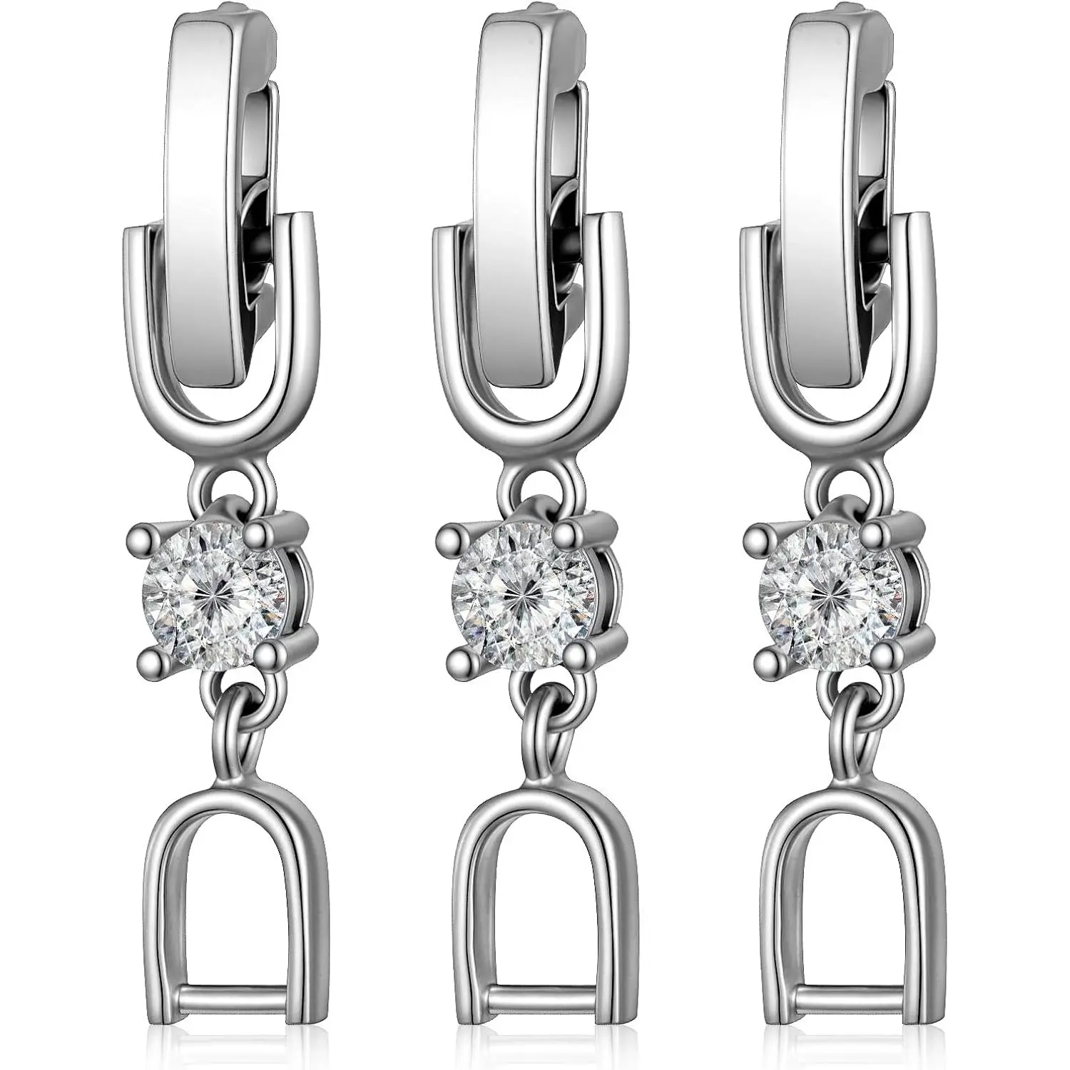 3 count  Bracelet Extender Watch Extender Clasp Fold Over Bracelet Extenders Necklace-Extender Clip Rhinestones Extenders for Bracelets, Necklaces, Watches,  Making ()