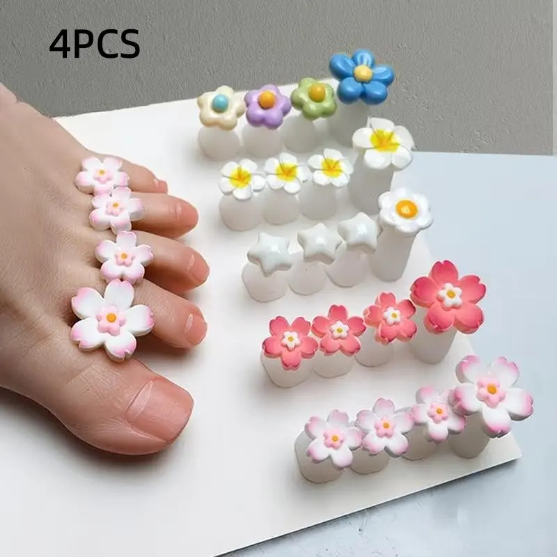 Cute 3D Cherry Blossom Toe Separator, Soft Flexible Silicone, Reusable DIY Nail Art Accessory, Nail Art Tools, Foot Care for Women, Salon & Home Use