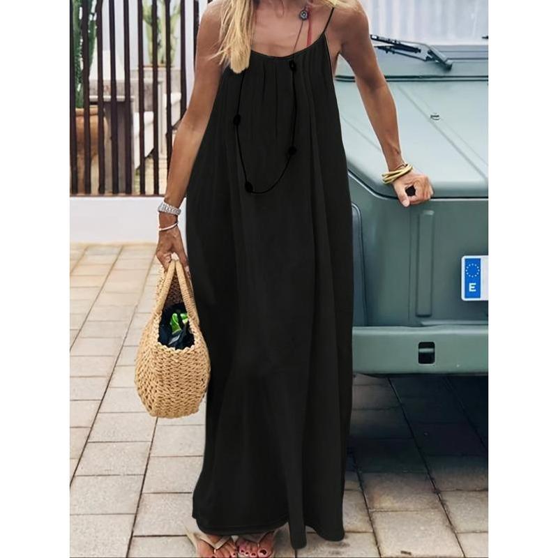 Viral Soft Comfy Women’s Solid Color Sleeveless Long Nightgown - Elegant Lightweight Sleepwear, Spring Ideal for Home Relaxation & Effortless Loungewear