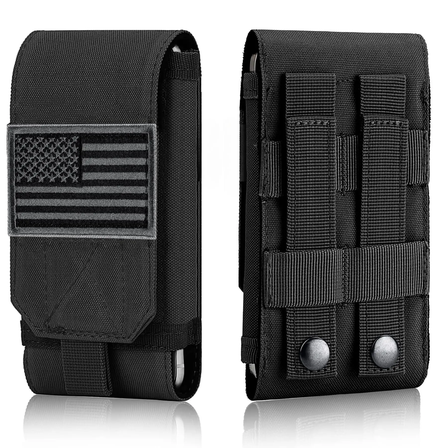 Molle Phone Cover Case, Heavy Duty Loop Belt Holster Pouch with Flag Patch for iPhone 17 Pro Max/Air/17 Pro/17/16 Pro Max/15 Pro Max/14 Pro Max/13 Pro Max, for Galaxy S26 Ultra