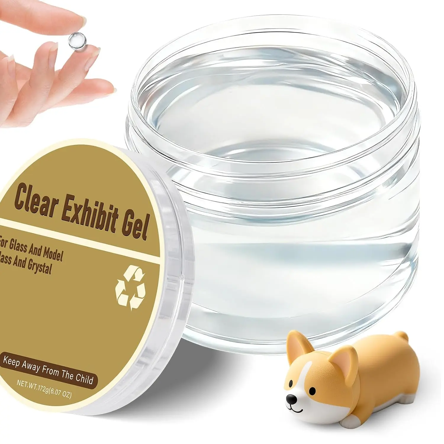 6.07 oz Clear Exhibit Gel for Museum Display,  Hold Removable  Museum Putty Adhesive, Invisible Museum Wax for Glass, Collectibles, Figurines, Antiques, Ceramics, Earthquake Protection