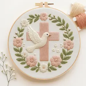 Beginner Embroidery Kit, Elegant Cross Stitch Set, Pigeon Style, DIY Embroidery Lovers, Includes Printed Cotton Fabric, Thread, Needle, Chart, Embroidery Kit For Beginners