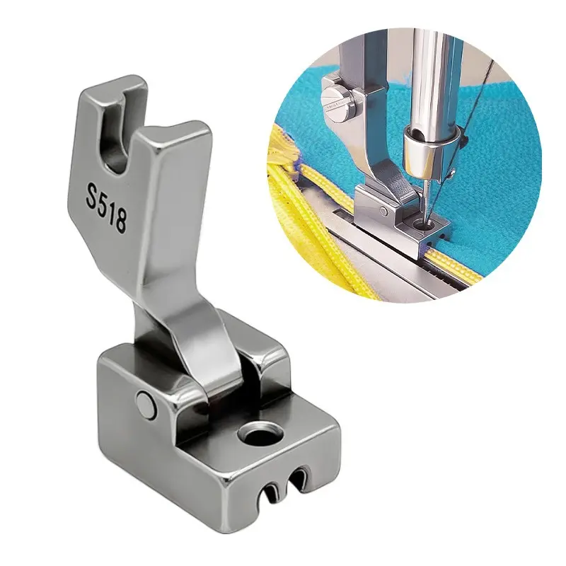 S518 Full Steel Flat Bed Invisible Zipper Presser Foot with Guide, Sewing Machine Accessories, Durable and Precise Presser Foot