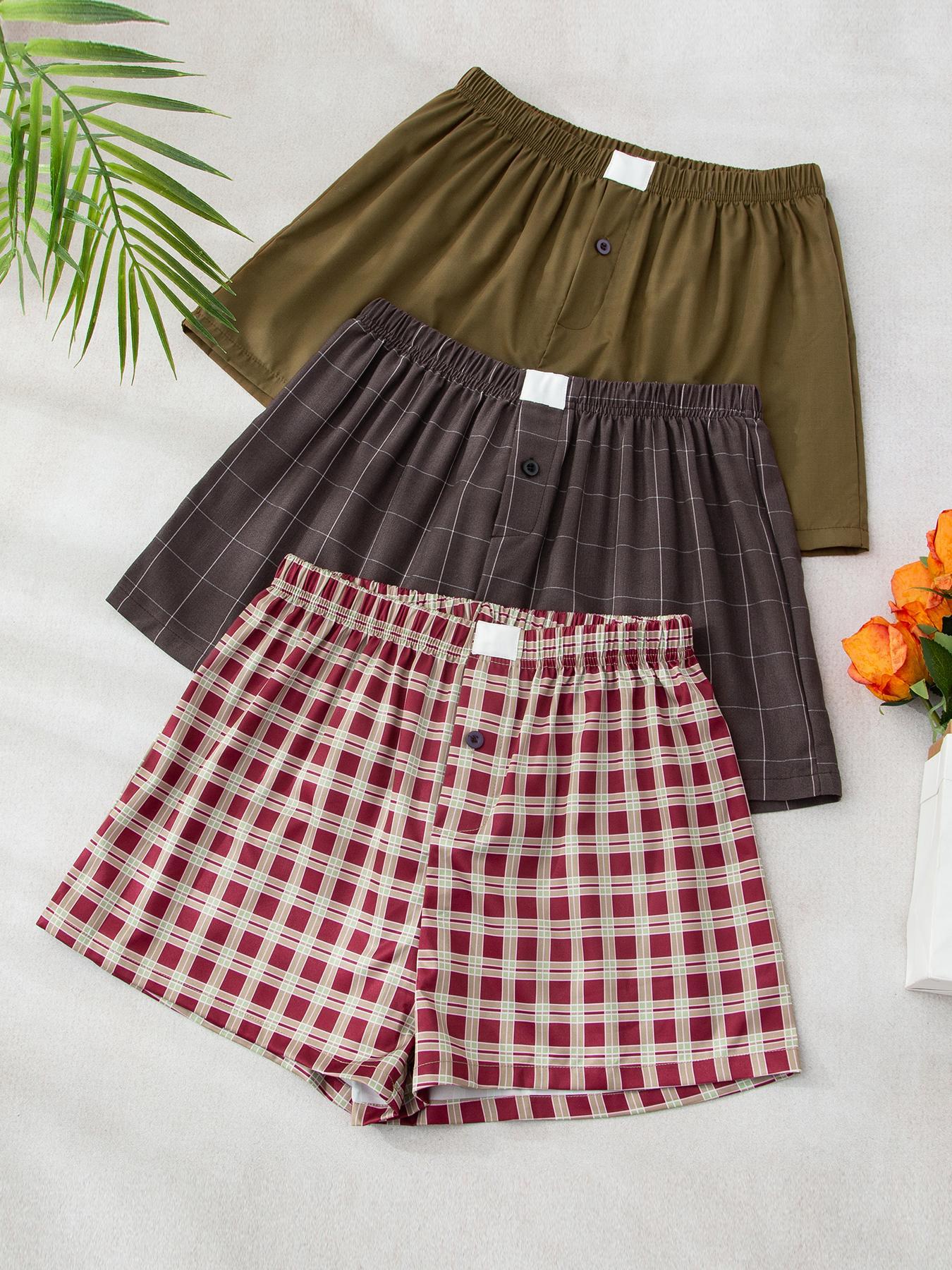 Women's Plaid Print Pajama Shorts, Casual Comfy Breathable Pajama Shorts for Daily Wear, Ladies Sleepwear Loungewear for Summer