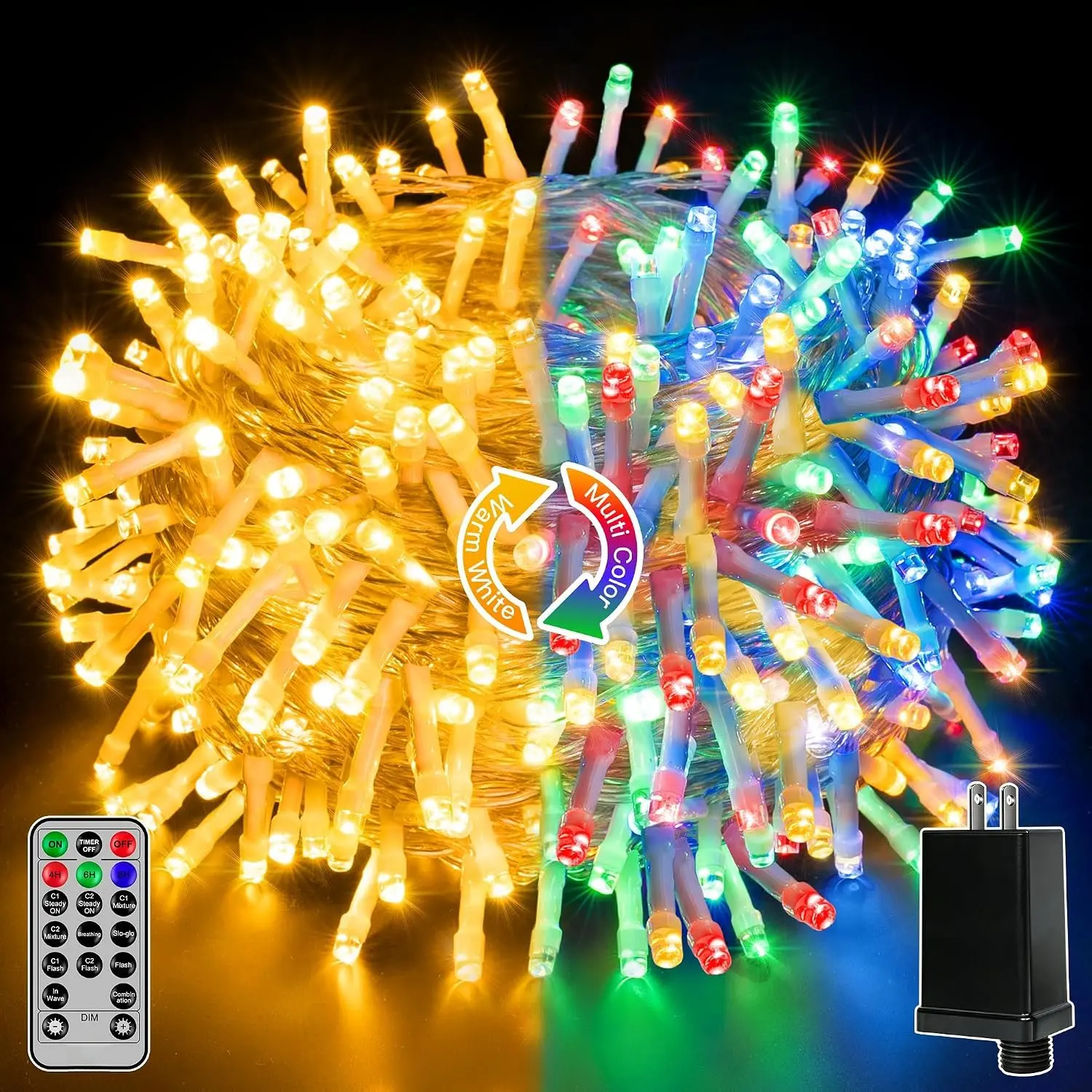 Christmas Lights, 66FT 200LED Christmas Tree Lights with 11 Modes Remote Control IP44  Color Changing Outdoor Christmas Lights for Outside Indoor Patio Xmas Decorations