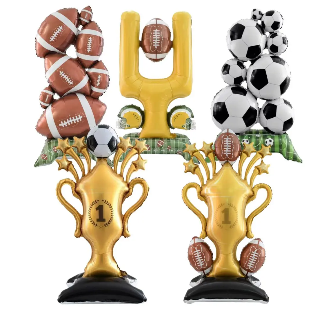 Large-Sized Standing Aluminium Football-Theme Foil Balloons, Festive & Party Decor Supplies