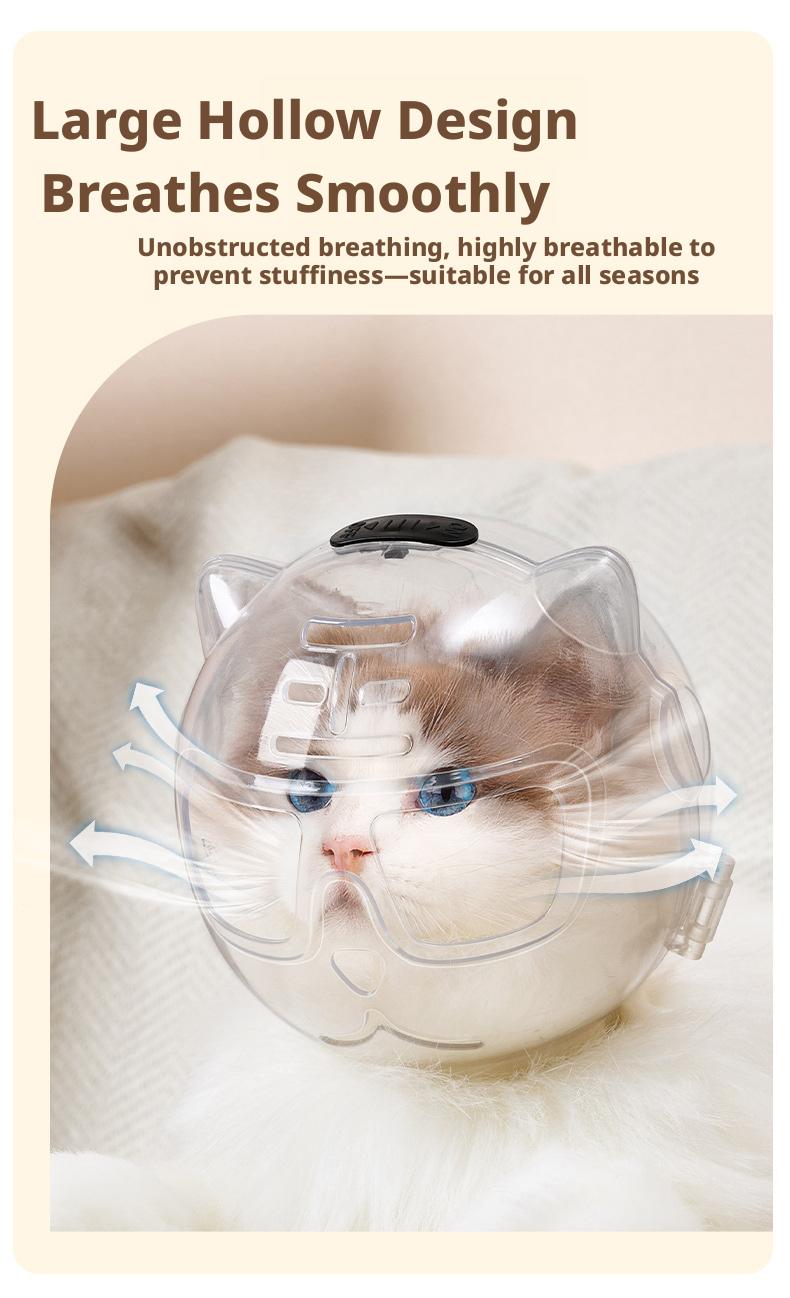PetBoba Transparent Cat Space Head Cover Elizabeth Collar, Anti-Bite Anti-Scratch Anti-Licking Anti-Fighting Pet Protective Headgear for Bathing & Nail Trimming