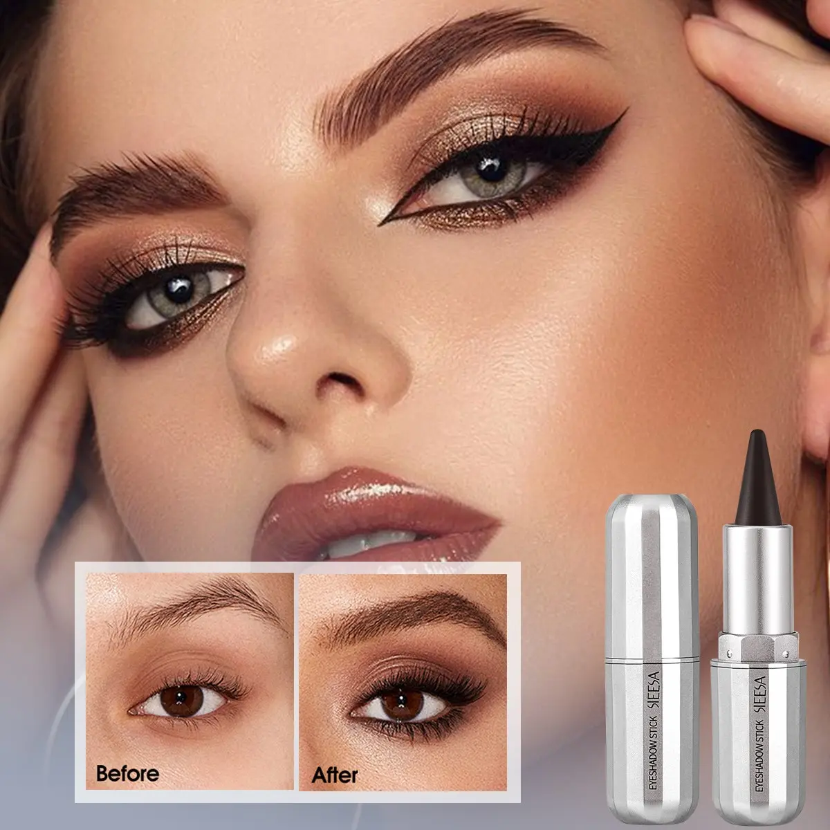 Quick-Dry Matte Eyeshadow/eyeliner Pen, Silver Color Single Tone, Dual Function, Deep Rich Makeup Effect, Essential Beauty Tool