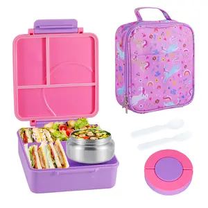 Bento Box Lunch Box Set with Thermos, 3-In-1 Leak-Proof Food Container, 8oz Soup Thermos & Insulated Lunch Bag, Back to School Gift