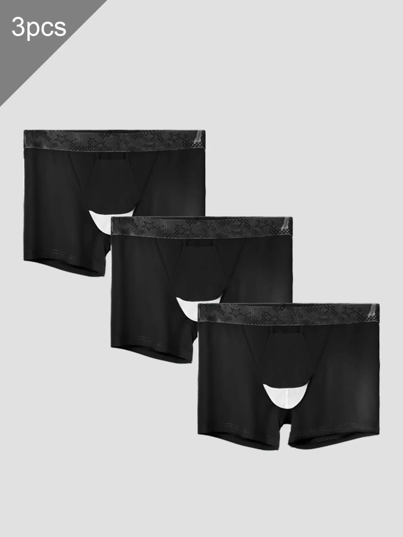 3-Pack Varicocele Underwear for Men, Ice Silk Summer Thin Boxer Briefs, Scrotum Support Gun-Style Separated Design, Flat Front Short Pants
