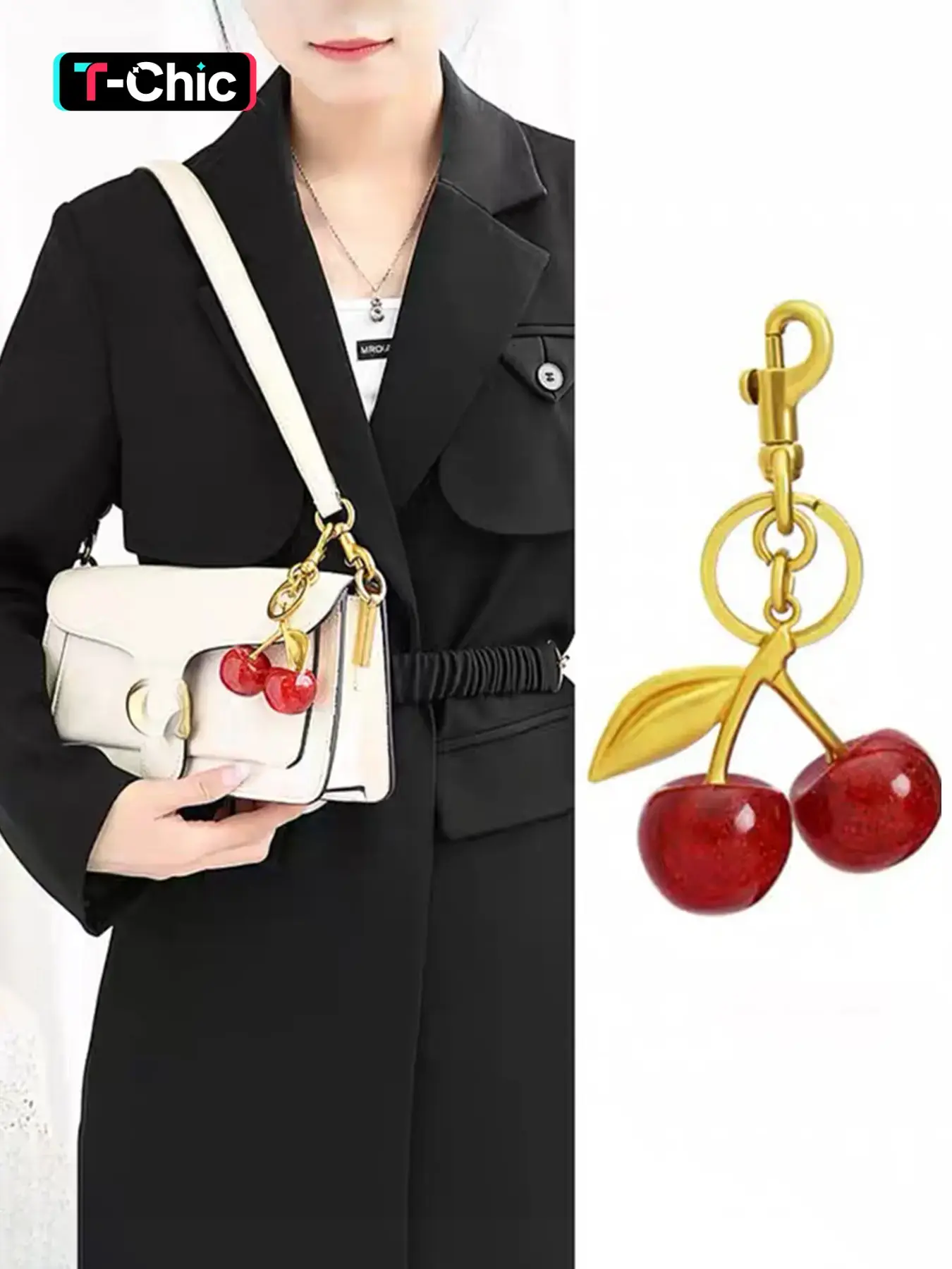 Cherry Design Bag Keychain, Cute Bag Charm for Women & Girls, Charms for Purses, Bag Charms for Handbags, Fashionable Alloy Keychain for Bags, Trendy All-match & Exquisite Bag Accessories for Birthday Gift, Bling Bling Keychains, Bagcharms, Bag Pendant