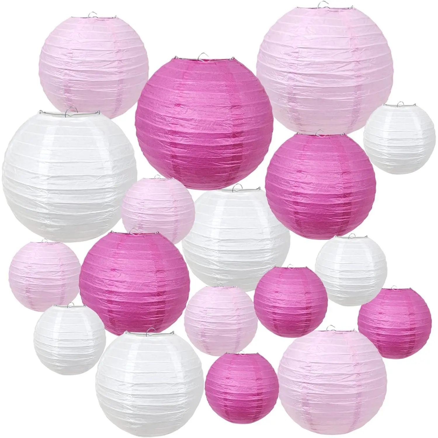 18 count Paper Lanterns Decorative-  Paper Lanterns Decorations Easy to Assemble & Hang Outdoor Round Lantern for Mother Day Party Engagement Wedding Birthday Decor ()