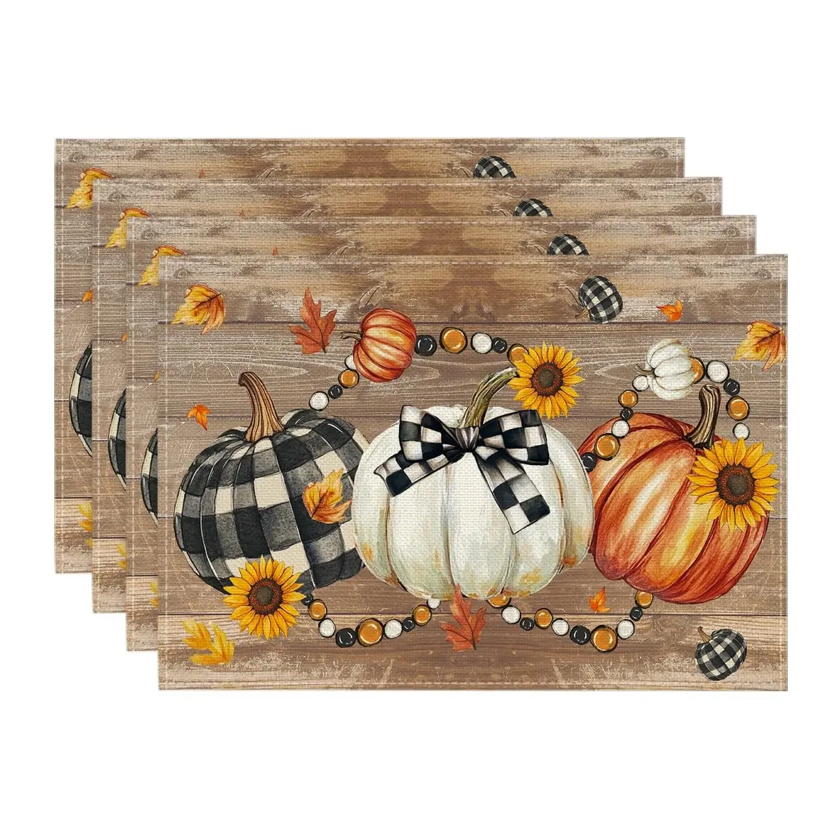 Set of 4 Fall Placemats Pumpkin Maple Leaves Gnomes Pattern Table Mat Autumn Thanksgiving Fall Decorations for Home, Harvest Festival Seasonal Holiday Farmhouse Decorations and Supplies for Home Kitchen Dining Room Table Thanksgiving Home Decor