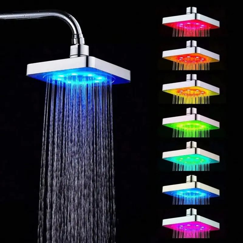 7 Color LED Shower Head, Battery-Free Wireless, Automatic Water Flow Light Change, Romantic Bathroom Lighting, Rainfall & Massage ModesXX15ForgeFitness
