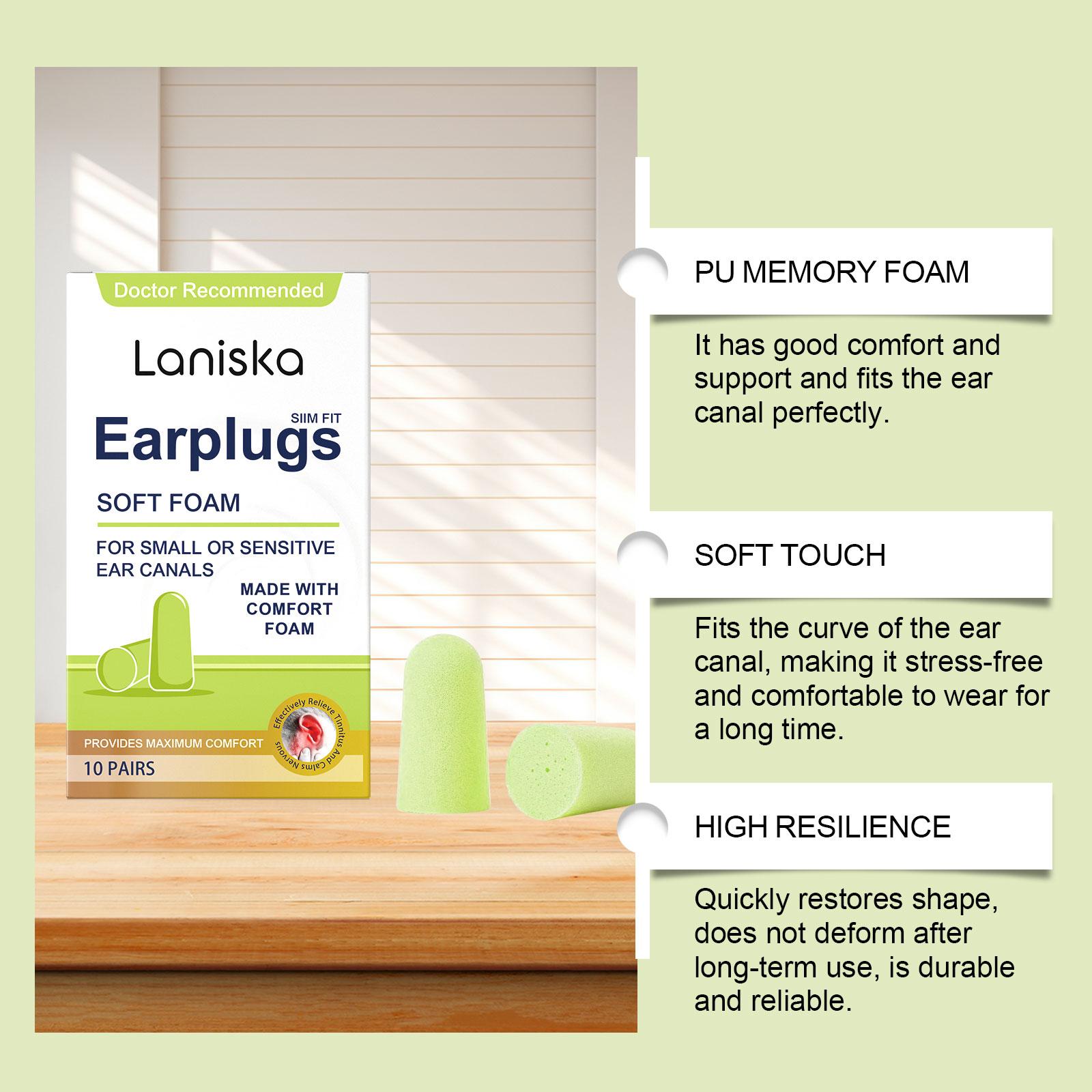 Laniska Foam Care Earplugs: Comfortable, soft foam earplugs for close-fitting ear care and relief
