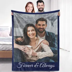 Personalized Gifts for Boyfriend Girlfriend, Custom Blanket with Picture, Customized Photo Blanket for Husband Wife, Men Women Gifts for Christmas Valentines Day Wedding Birthday