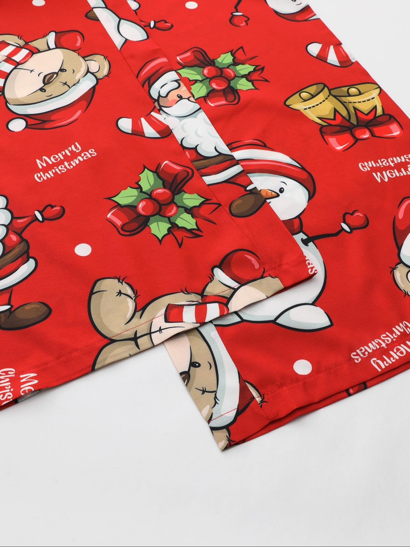 Women's Christmas Themed Cartoon Print Shirred Wide Leg Pants, Casual Comfy Elastic Waist Trousers for Daily Wear, Ladies Bottoms for All Seasons