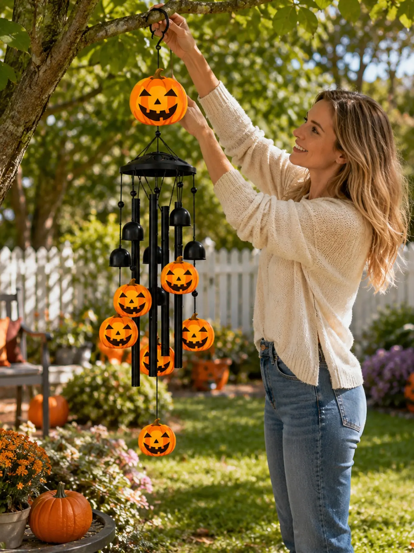 Metal Pumpkin Wind Chime, Durable Outdoor Decor, Perfect Gift for Men and Women, Ideal for Garden/patio, Memorial or Birthday Present