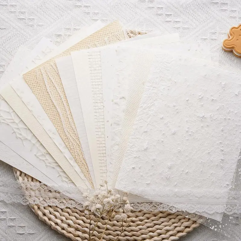 15Pcs A5 Textured Scrapbook Paper Set, White Decorative Crafting Supplies for Junk Journals, Collage Card Making, DIY Art Projects, Textured Paper