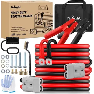 0 Gauge 25 Feet Heavy Duty Jumper Cables 1000 Amp Booster Battery Cables with Permanent Installation kit and Quick Connect Plug Includes carrying bag for 12V & 24V Cars SUVs and Trucks