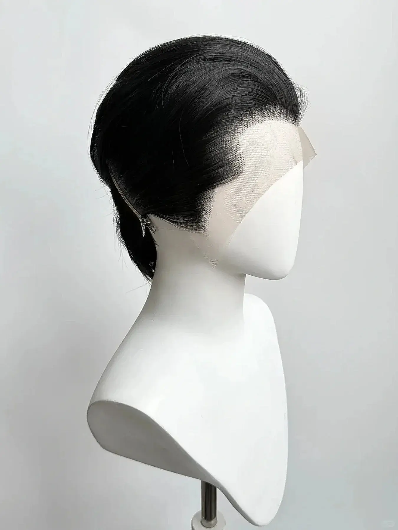 Black Lace Wig Short 8Inch Straight Wigs 13*4 Lace Front Wig for Man Sliver Blonde Synthetic Material Wigs Heat Resistant Fiber Hair Wig for Cosplay