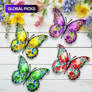 Metal Butterfly Wall Decor, 14 Inch Modern Cute Outdoor Fence Art, Home Hanging Decoration for Bedroom, Balcony, Garden, Patio and Yard