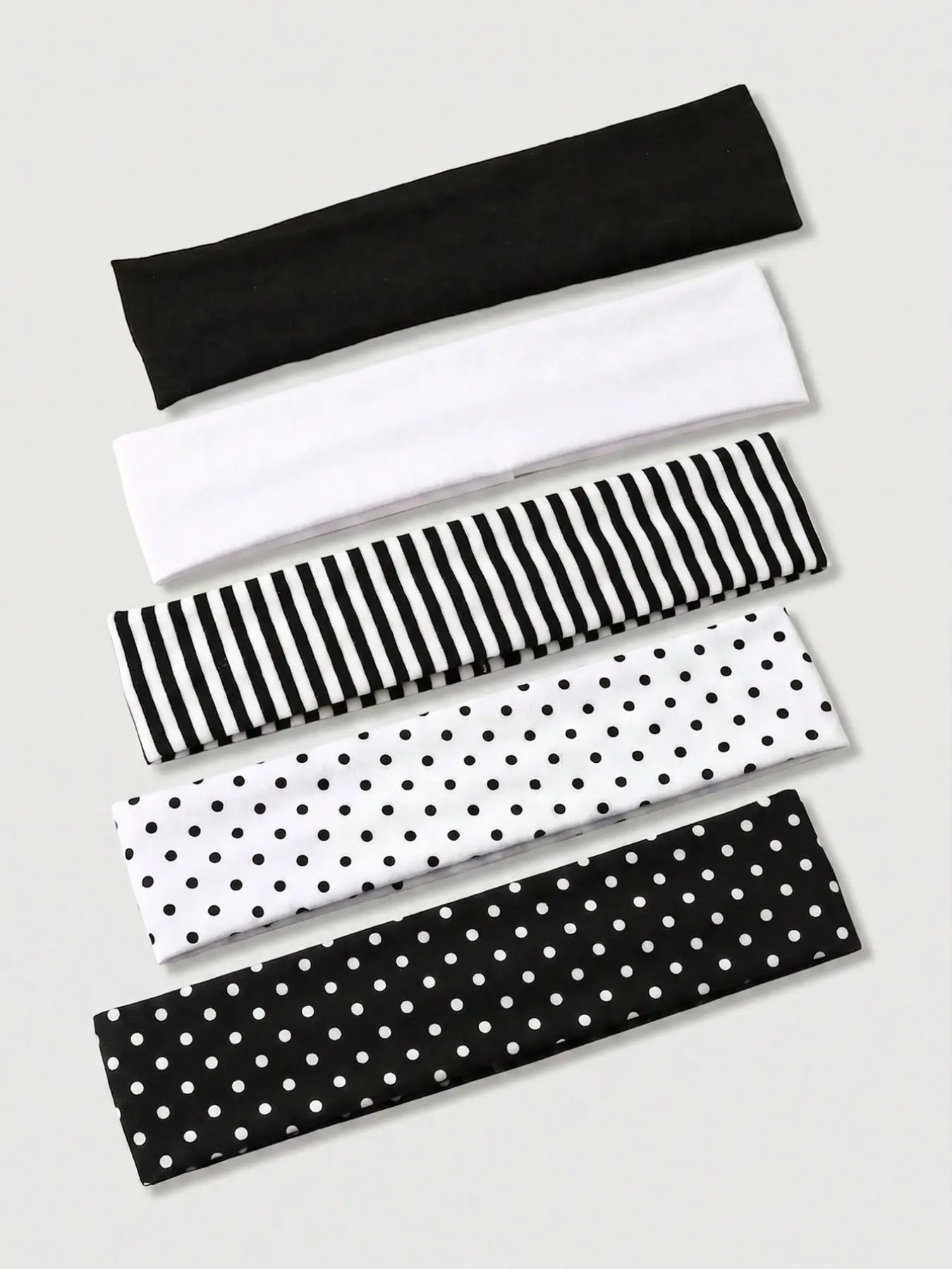 5-Piece Set Women's Striped Polka Dot Solid Color Fashion Yoga Hairbands, Stretchy Headbands, Stylish Style, Perfect for Daily Use