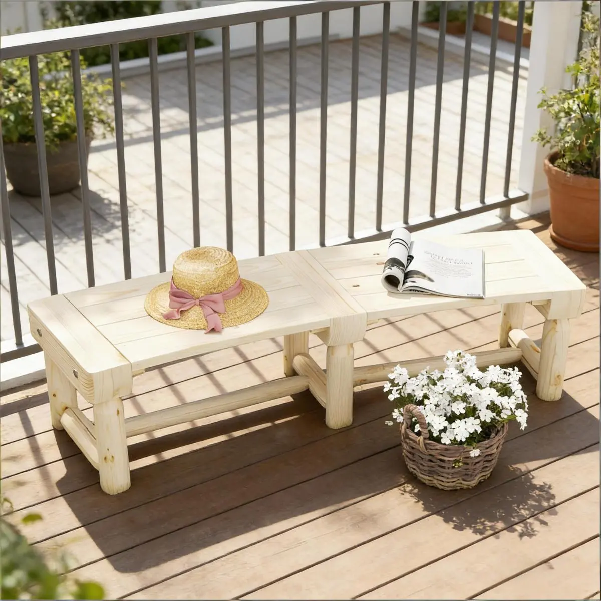 Aobtkel Rustic Backless Semicircular Solid Wood Outdoor Bench - 58.25" L x 20" W x 15.75" H, 660 lbs High Weight Capacity, Assembly Required, Patio & Garden Use, Outdoor Benches