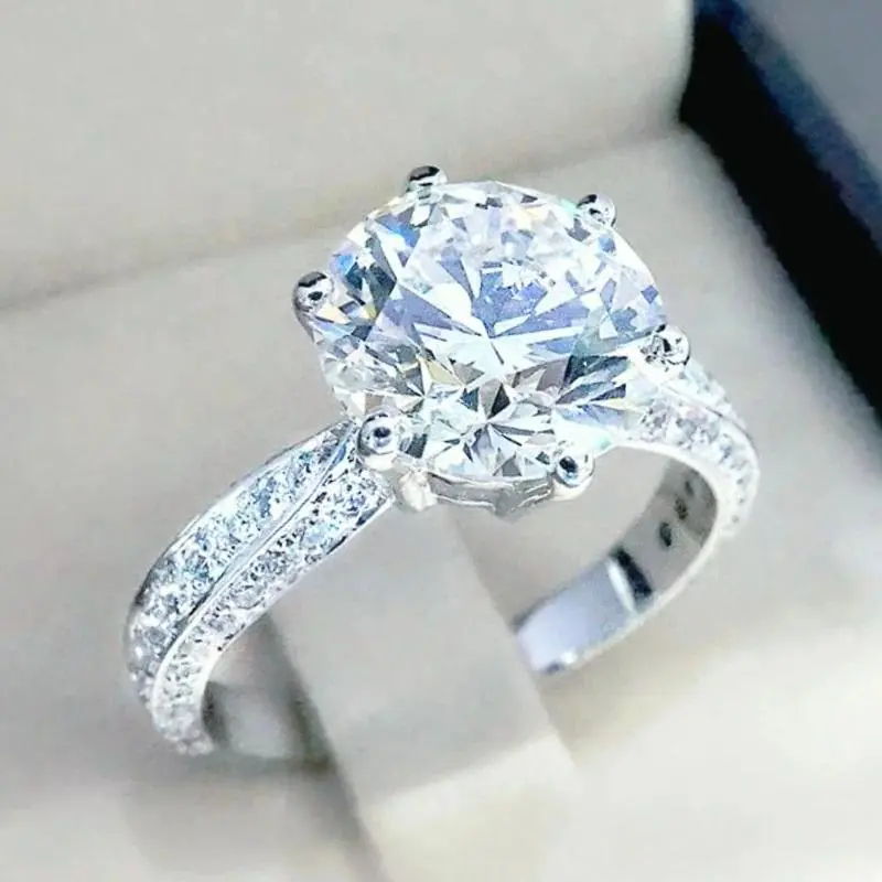 Women's Classical Elegant Engagement Ring with Dazzling Cubic Zirconia Gemstone, Exquisite Brass Bridal Jewelry for Weddings (3.6g), Caoshi, Classical Elegance, F906, Excellent, Romantic