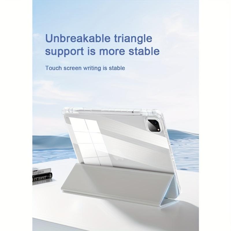 Solid color iPad tri-fold high-transparency integrated pen slot protective case, suitable for Samsung tablets, iPad mini, iPad Air, iPad Pro/iPad 10th generation, 11th generation and other series of iPad foldable protective cases