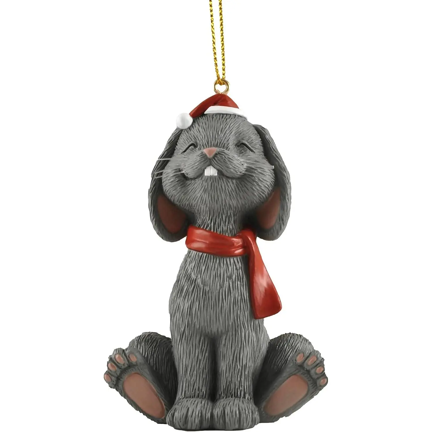 Whimsical Grey Bunny  Christmas Ornament Figurine Holiday Collectible - Christmas Tree Decorations, Bunny Lover Gifts, Holiday Stocking Stuffer