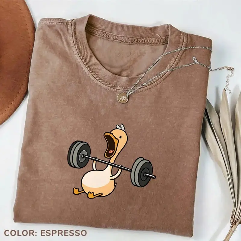 Comfort Colors Lifting Duck T-Shirt, Funny Gym Tee, Workout Animal Shirt, Weightlifting Humor TShirt, Fitness Gift for Him