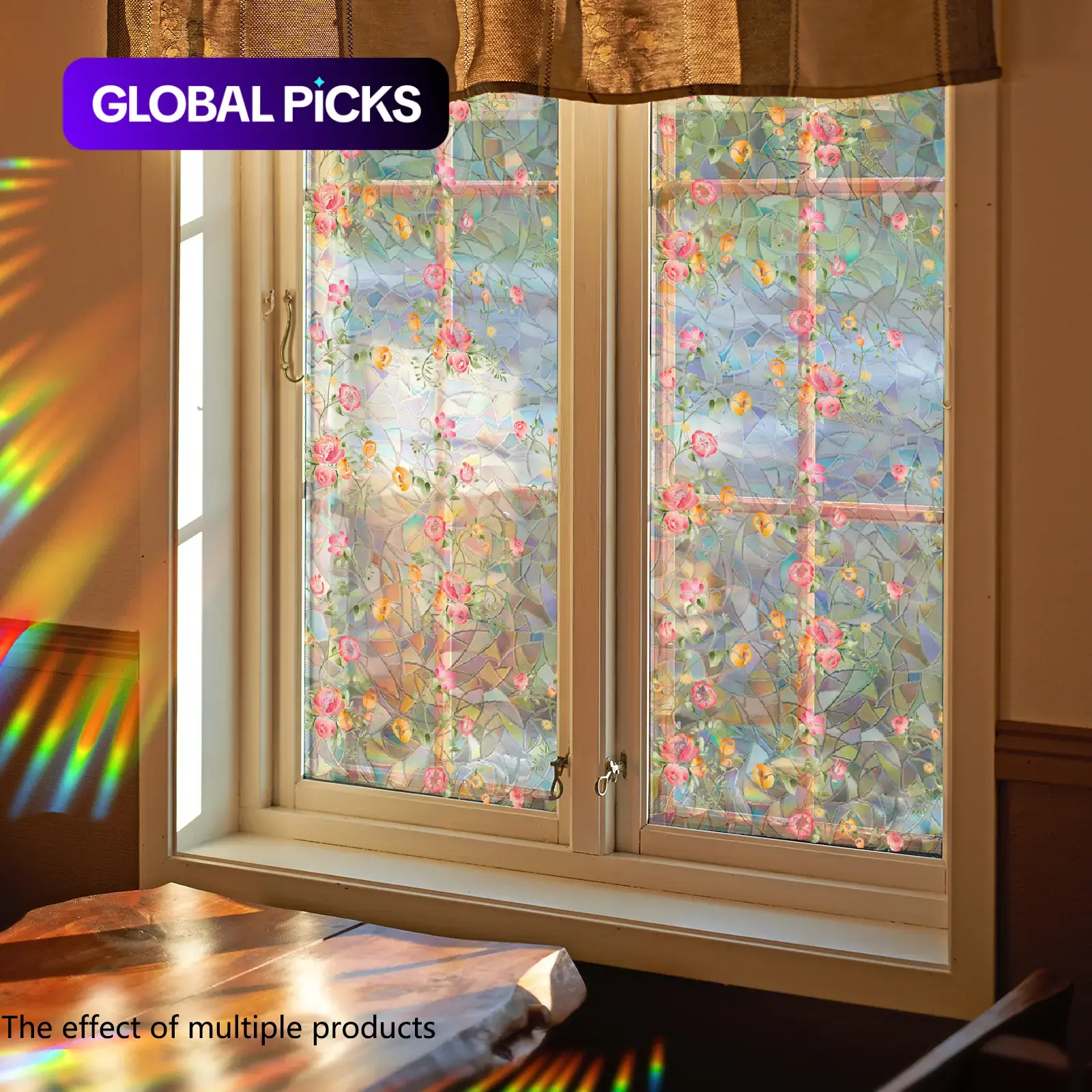 Floral Pattern Window Decorative Sticker, 1 Count Self-Adhesive Window Privacy Film, Removable Window Decal and Decoration for Living Room and Bedroom Glass#GLOBAL PICKS