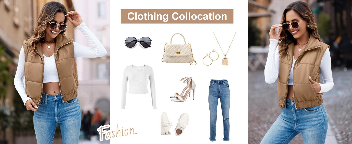 Danedvi Womens Faux Leather Puffer Vest High Stand Collar Zip Up Sleeveless Winter Cropped Jacket Gilet