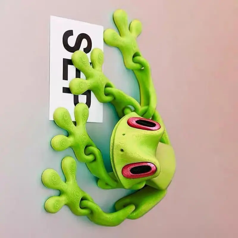 3D Printed Magnetic Frog – Ornament Holiday Gift, Poseable Fridge Magnet with Movable Joints, Xmas Edition Tree Frog Model, Colorful Gradient Design, Funny Desk Decor, Refrigerator Decor Magnet, Christmas Hot Gift, 3D Printed Magnetic Frog Ornament