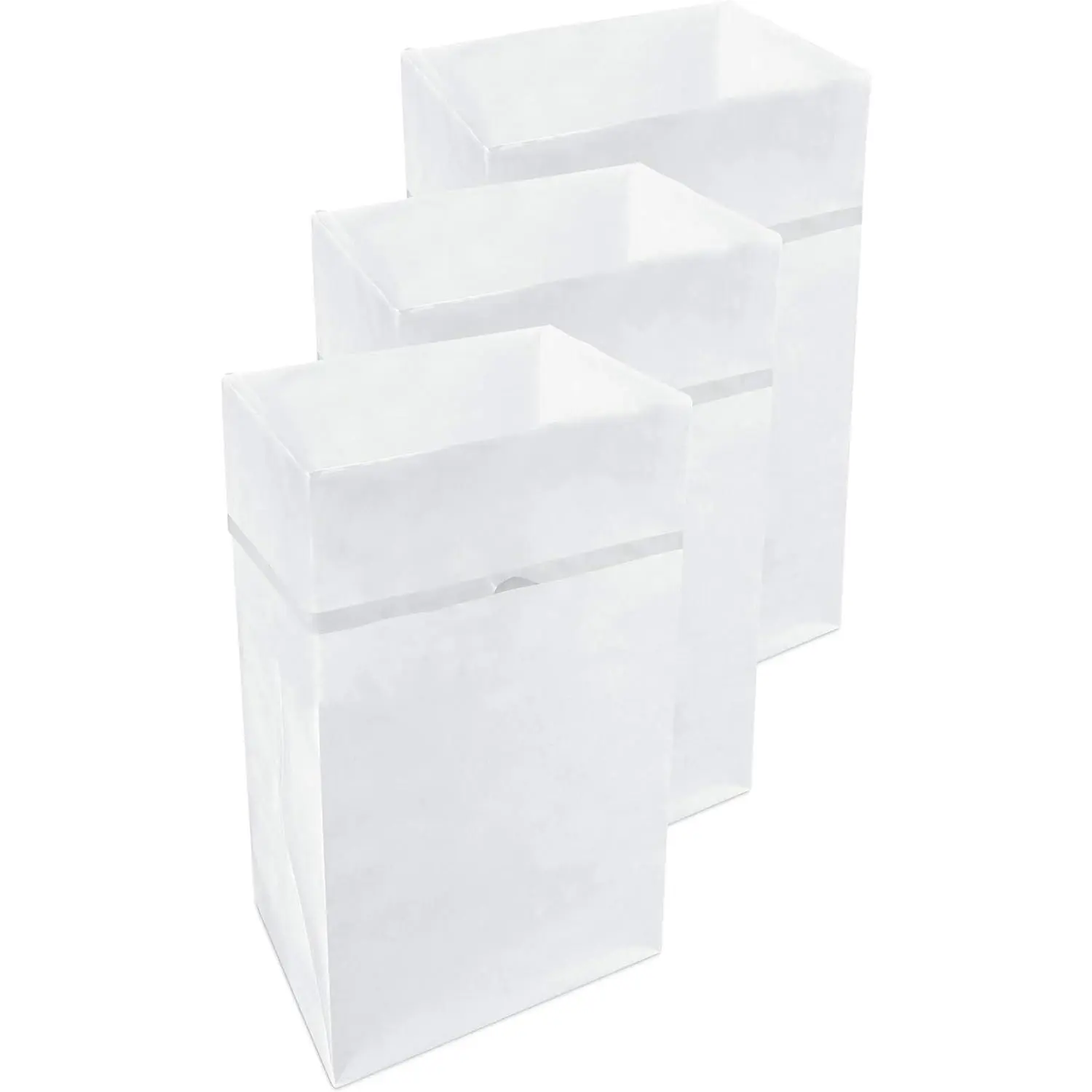 30 Gallon Disposable Pop-Up Trash Cans (3-Pack) with Fitted Bags – Foldable Garbage & Recycling Bins for Parties, Events & Kitchen (White, 30" H x 14" W x 17" D)