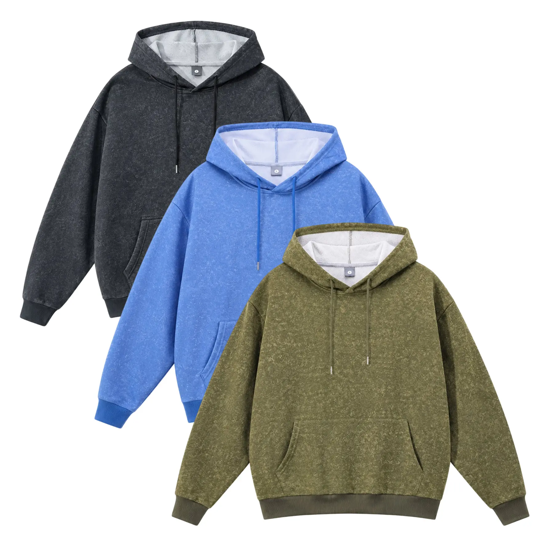 3-Pack Men's Spring Autumn Lightweight Textured Hoodie Pullover Hooded Sweatshirt Drawstring Long Sleeve Kangaroo Pocket Casual Streetwear Athletic Hooded Top Fashion Outdoor Travel Running Hiking Gym Daily Wear Comfortable Breathable Versatile Gift