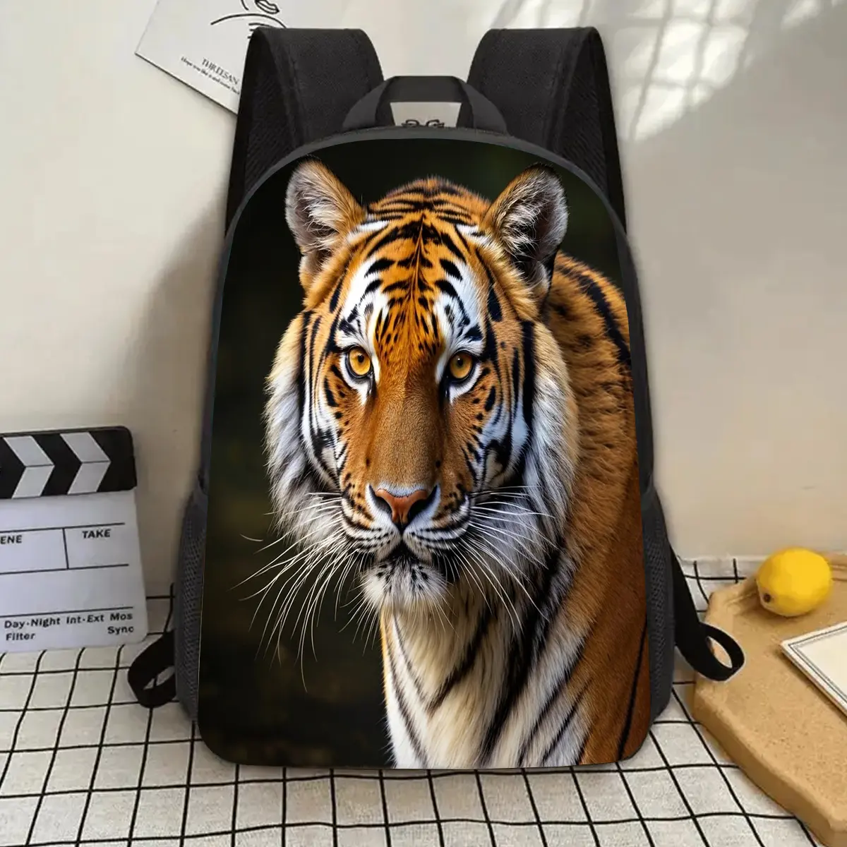 1pc 17-inch Lightweight Laptop Backpack with Tiger Print Design, Large Capacity Durable School Backpack with Water Bottle Holder & Adjustable Straps for Travel, Work, Commute - Unisex Gift for Christmas, Mother’s Day, Father’s Day, Backpack for School, Ea