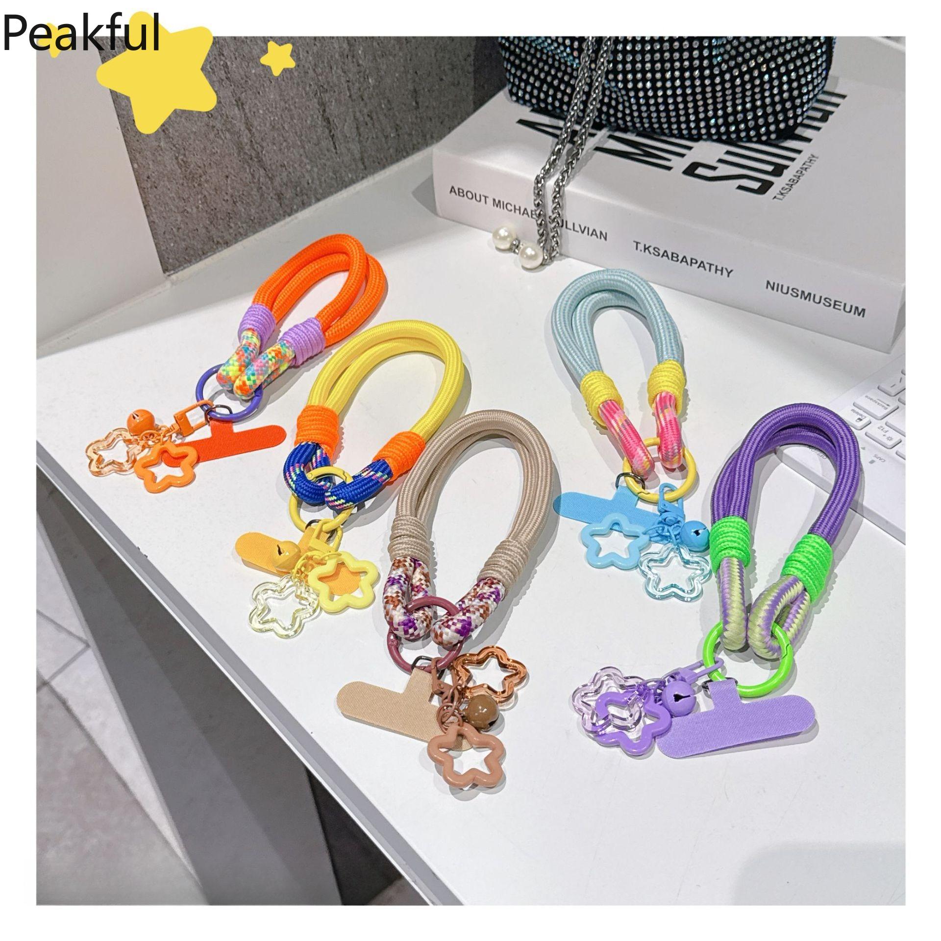 Dopamine Phone Lanyard | Viral Short Wrist Rope with Star & Bell Decor | Braided Anti-Lost Keychain Strap | Aesthetic Portable Wristband for All Phones, Ideal for Dating, Vacation, Shopping & Everyday Carry