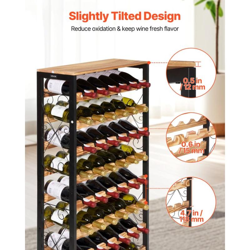 VEVOR 15 Bottle Wine Rack, Freestanding Floor Wine Holder Stand Liquor ...