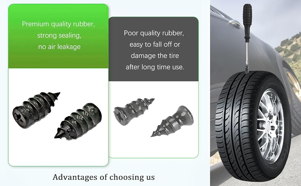 Rubber Flat Tire Repair Kit for Fast Repair of Tire Punctures,Tire Plug Kit with Screwdriver,Durable Car Tire Repair Kit Self-Service Repair Nails for Car Motorcycle Truck.