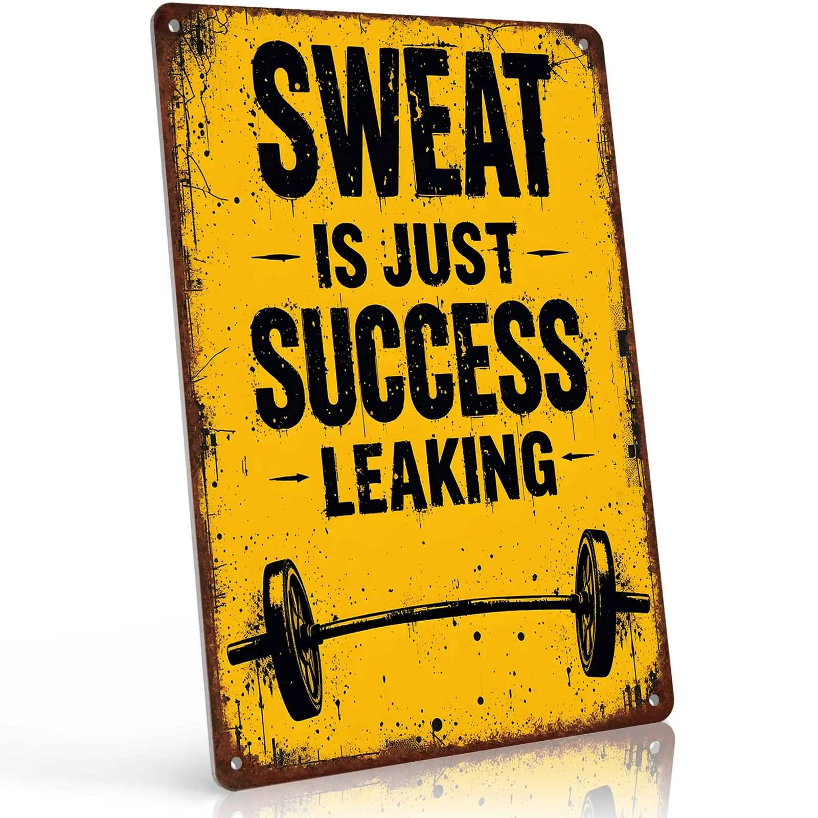 8x12 in Daily Inspirational Quote Fitness Decor Gym Metal Sign - Aluminum Vintage Plaque for Home Gym, Garage Wall Art (Sweat Is Success Design), Motivational Plaque, Wall Art Plaque