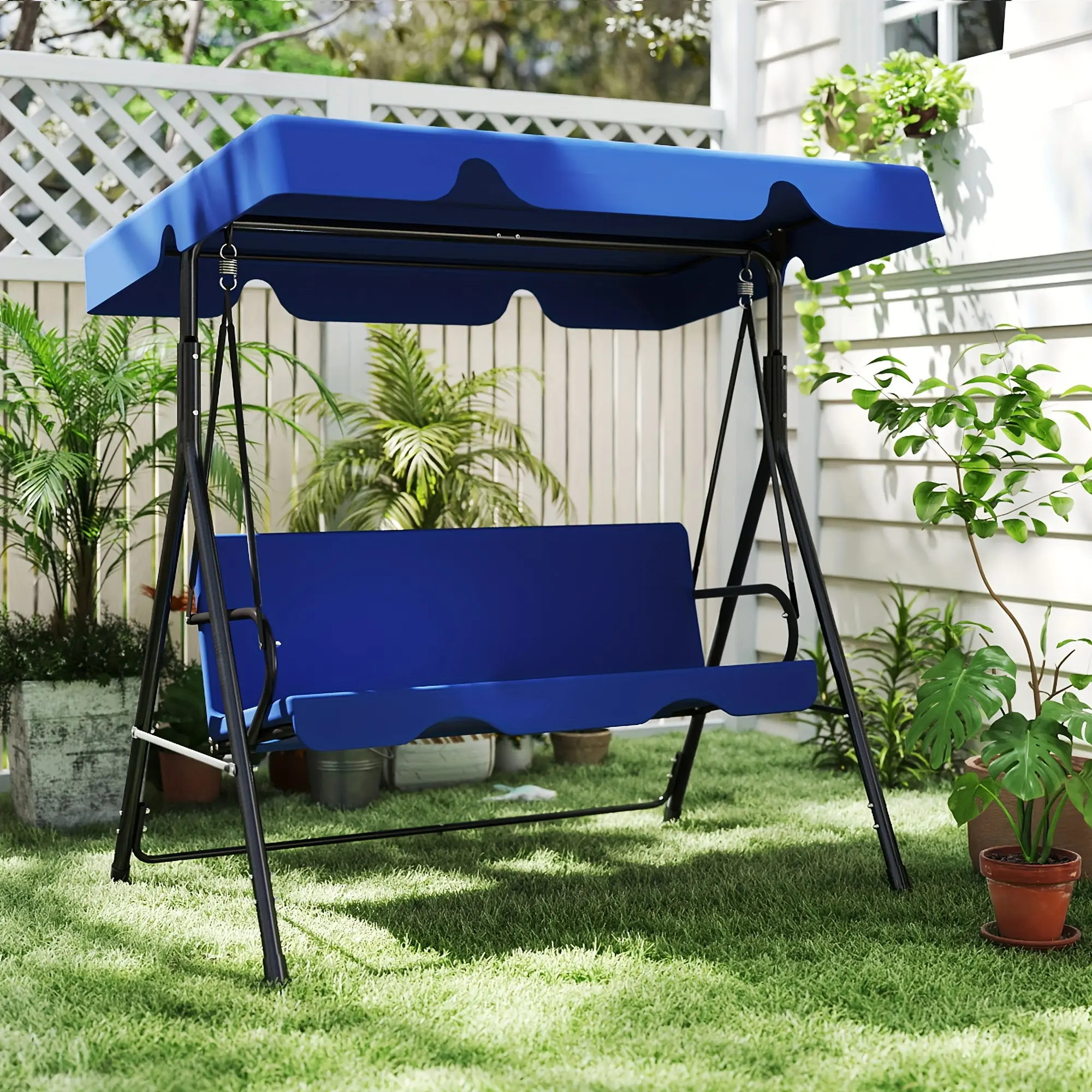 Outdoor Porch Swing Glider With Canopy And Adjustable Bracket, Heavy Duty Frame For Adults, Great Patio Furniture Deal, For Backyard, Lawn, Or Garden