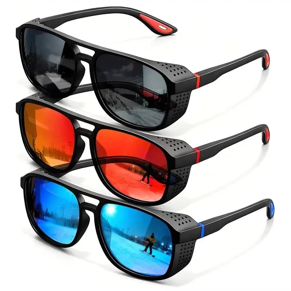 XUH 1/3-Pack Professional Polarized Outdoor Sports Sunglasses Unisex, Windproof Perforated Side Shield Design, UV400 Anti-Glare Mirrored Protective Lenses, Lightweight All-Day Eyewear for Cycling, Running, Fishing, Hiking, Driving & Skiing