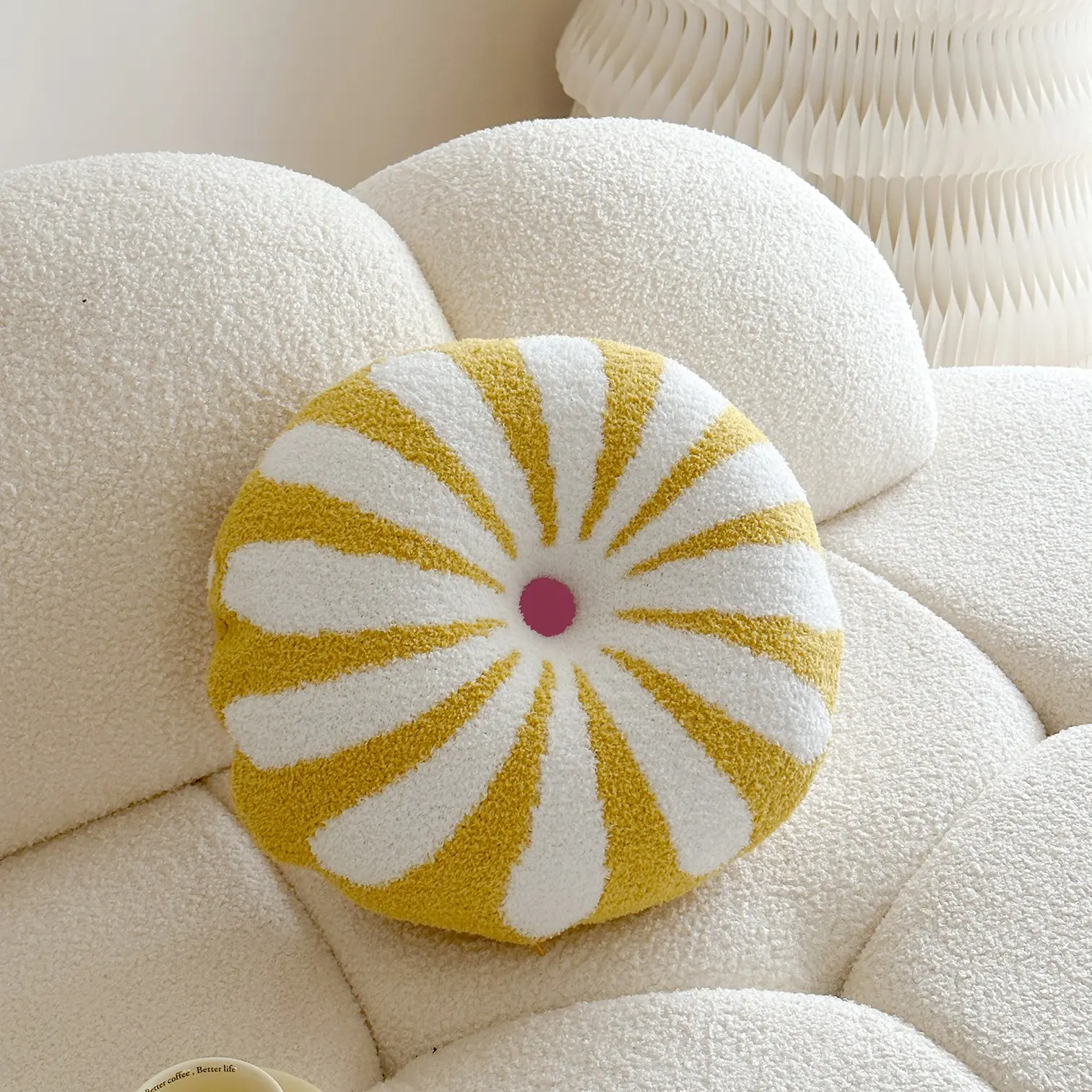 Cute Round Plush Pillow, Cartoon Milk Candy Design, Living Room Decor, Soft Bed Cushion, Unique Home Accessories, Single Pack