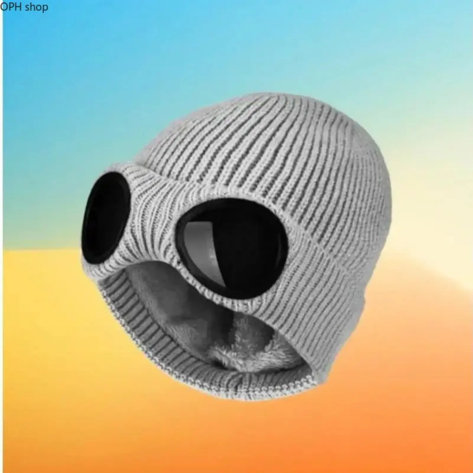 Unisex Thermal Knitted Beanie - Soft, Stretch-Fit, Windproof Headwear with Integrated Goggle Lens, Ski Mask-Style for Winter Outdoor Sports (Skiing, Snowboarding)