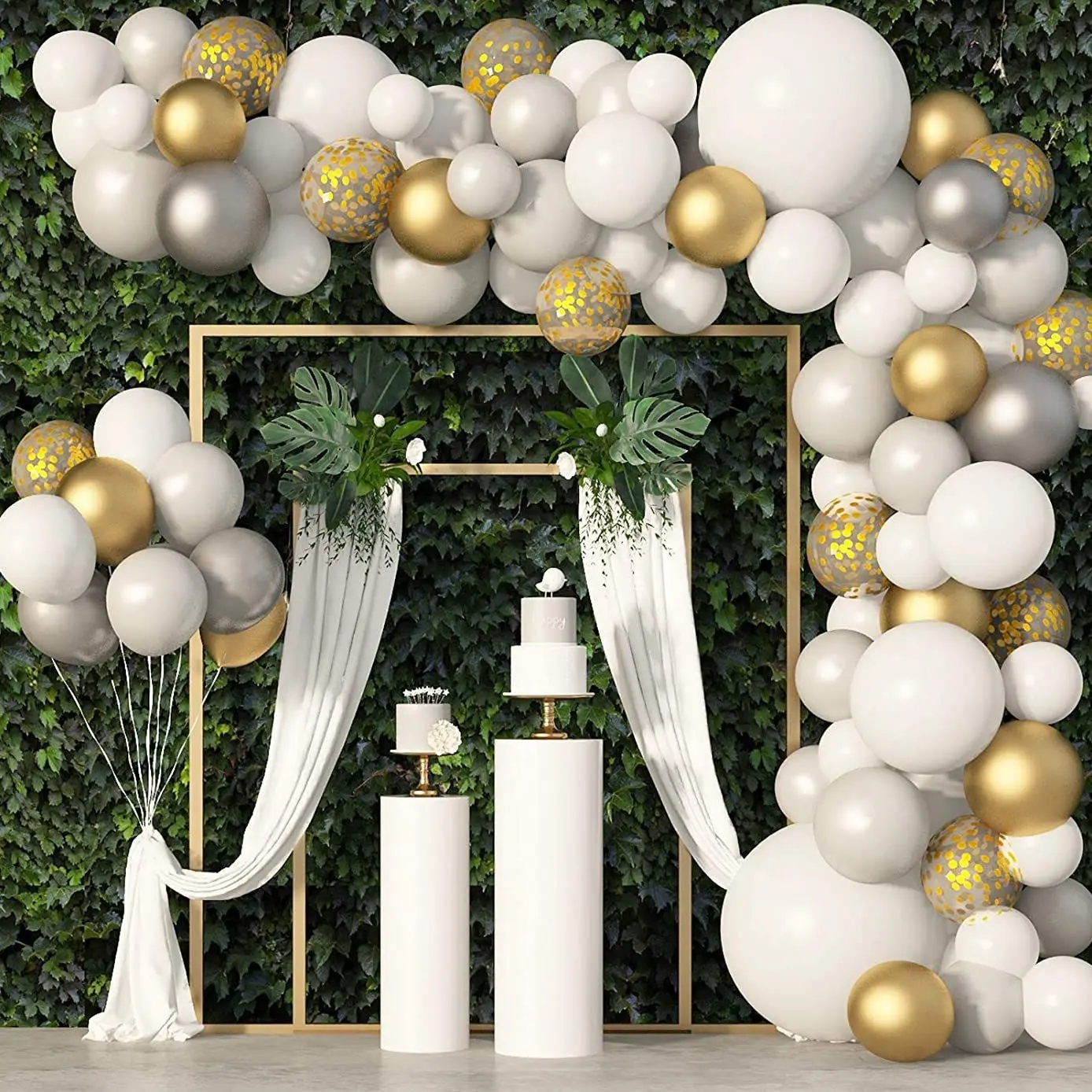95-Piece Gold Balloon Garland Set, Grad Balloons, Balloon Party Supplies, Perfect for Weddings, Birthdays, Graduations, Baby Baptisms, Anniversary Parties
