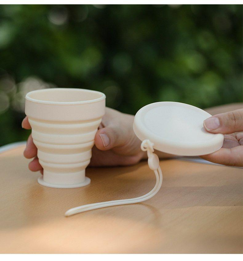 Outdoor portable folding water cup travel mouthwash cup silicone outdoor retractable travel travel portable compressed cup