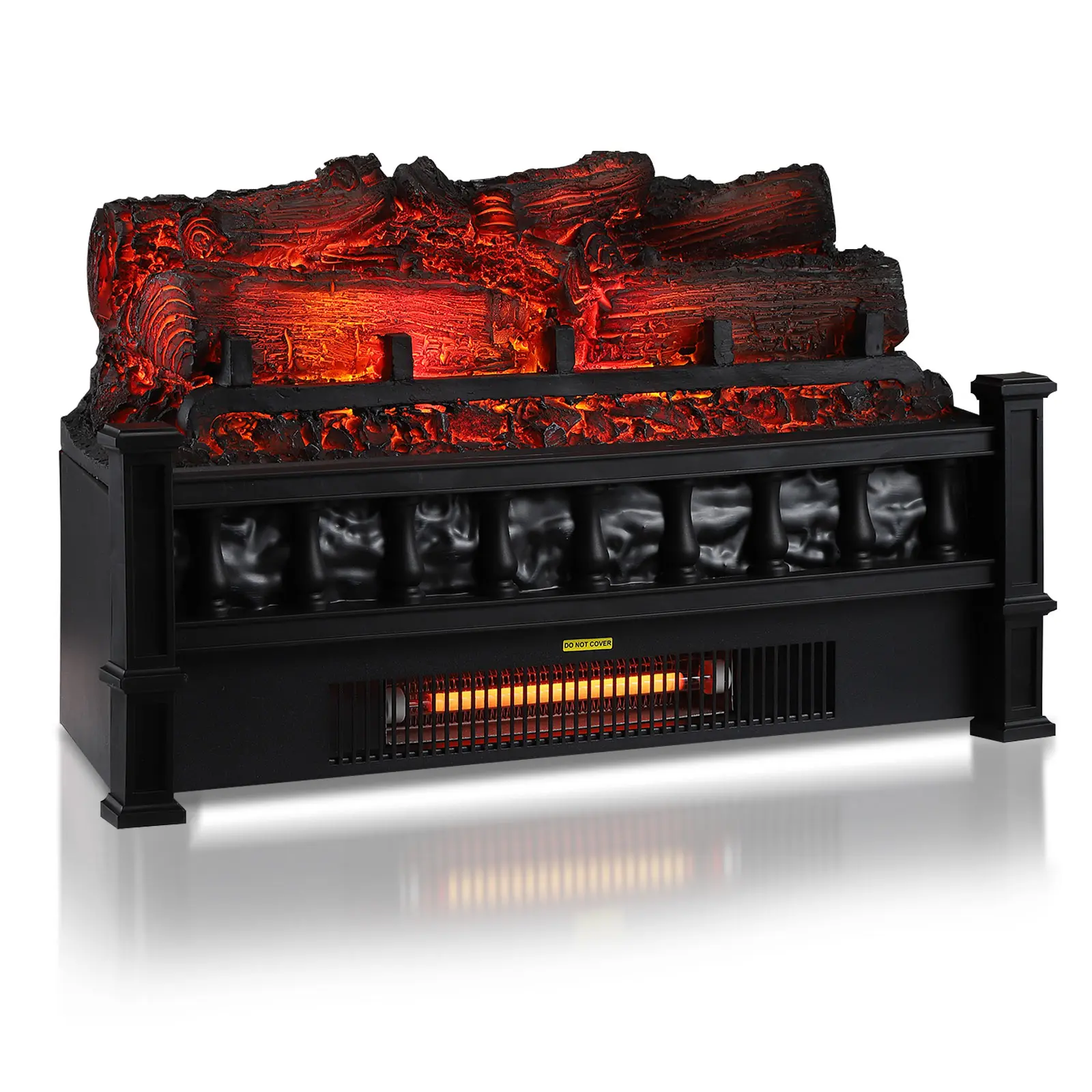 Electric Fireplace Logs Inserts Heater, 20-Inch Electric Fireplace Logs with 5 Adjustable Flame Colors, 1,000 Sq Ft Electric Log Set with Thermostat, Timer, Overheating Protect, 1500W, Black